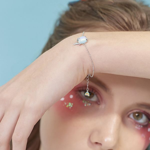 

cute rainbow unicorn bracelet womens smaller design creative aurora colorful jewelry girlfriends japanese-style lover gift, Black