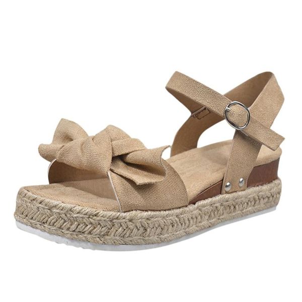 

jaycosin sandals women's solid color female shoes ladies fashion solid leopard wedges bowknot sandals casual shoes for summer, Black