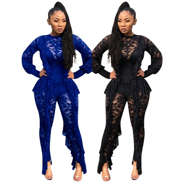 

fashion womens jumpsuits new arrival nightclub see-through lace jumpsuit for women designer rompers clothes, Black;white