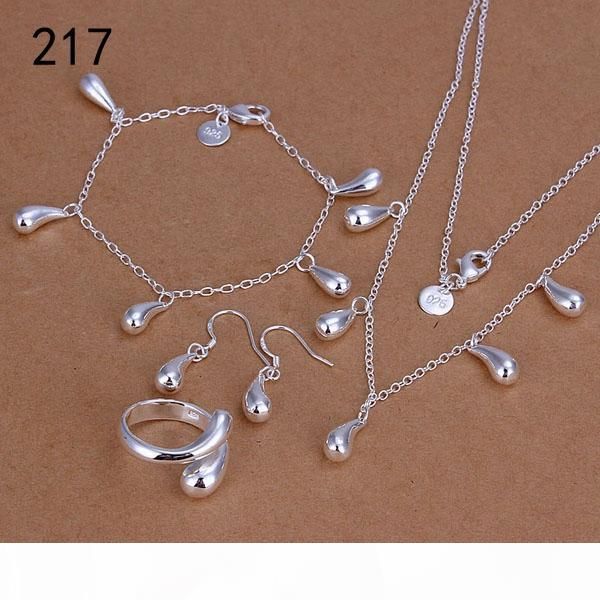 

same price mix style women's sterling silverplated jewelry sets,fashion wedding 925 silver necklace bracelet earring ring jewelry set g, Black