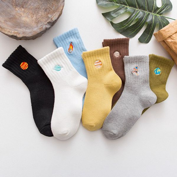 

дышащие для женщин мужчины моды улица носки упругие мультфильм вышивка multicolors 1pairs японский стиль хлопок, Black;white