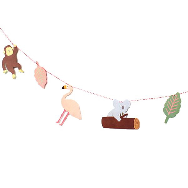 

1шт дети birthday party decor supplies цирк лесной лев слон concert баннер baby shower мультфильм животных garland флаг бумаги