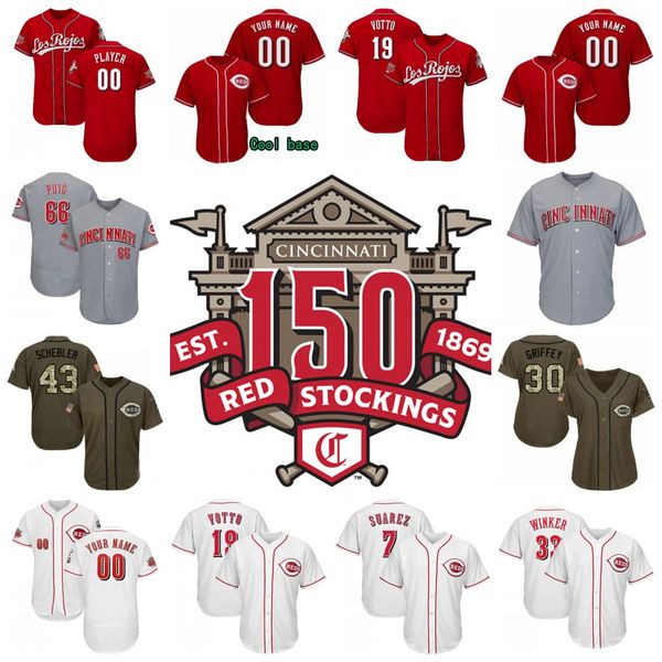 

44 Aristides Aquino Trevor Bauer Cincinnati 150th Reds Winker Scooter Gennett Votto Eugenio Suarez Jose Peraza Schebler Iglesias Jersey