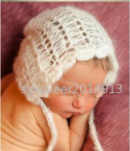 

mohair hat pgraphy clothing hand knits baby mohair hollow-out lace cap newborn pgraphy props, Yellow