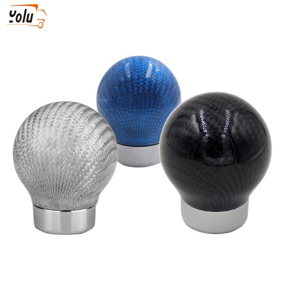 

yolu universal 5/6 speed carbon fiber manual car gear stick shift knob red/blue/black/silver bulb type car handle cover case