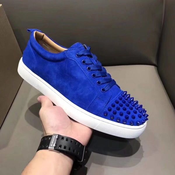 

brand low cut suede spikes red bottom designer shoes flats shoes for men and womens leather party designer sneakers t07, Black