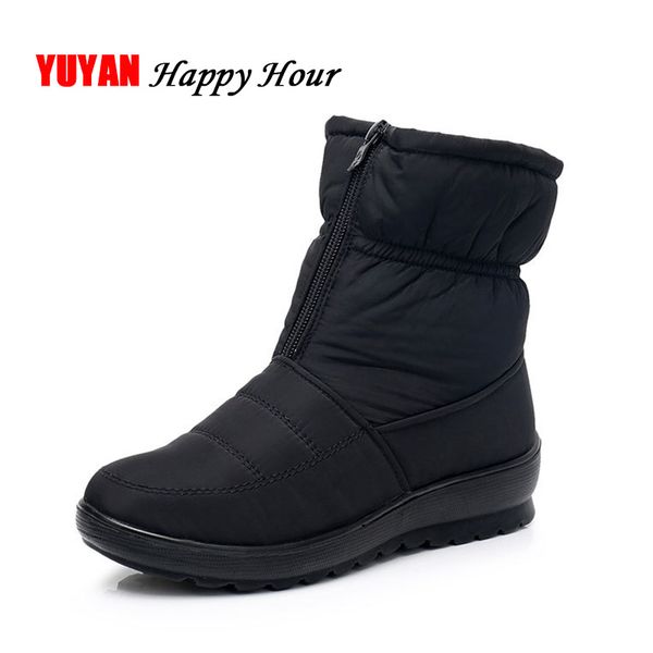 

waterproof snow boots women winter shoes warm plush fashion women boots brand ankle booties ladies cotton shoes yx525, Black