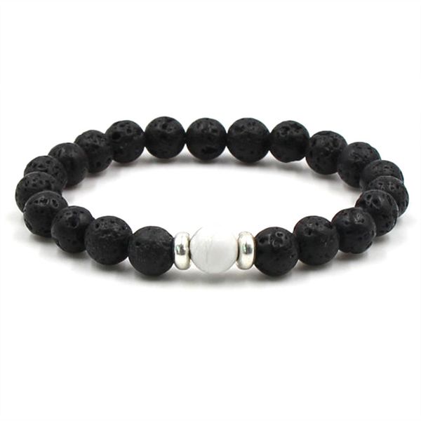 

10 colors lava rock elastic bracelets natural essential oil diffuser stone volcanic hand strings beads bangle for women men fashion jewelry, Black