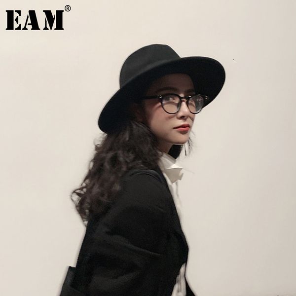 

eam] женщины черный короткие шерстяные рыбаки hat новый раунд купол темперамент мода tide all-сопрягать весна осень 2019 1h278