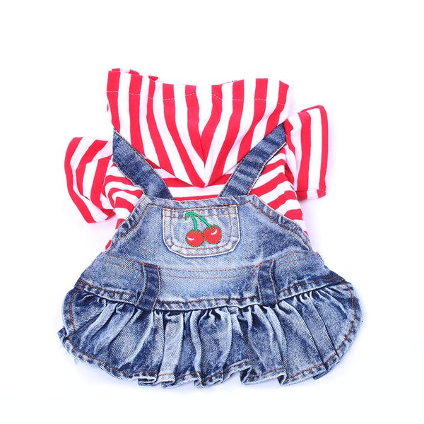 

striped pet dog jean dress coat denim dog cat dress fruit patterns clothes pet clothing 3 design