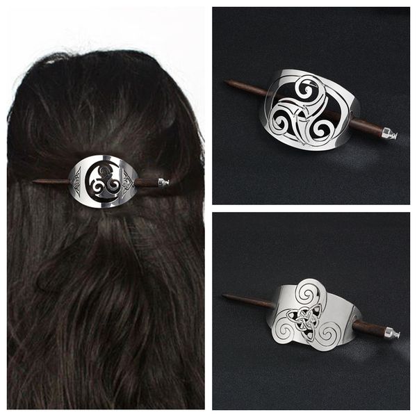

qihe jewelry viking hair sticks hair pins silver knot slide with wood sticks jewelry for men women unisex, Golden;white