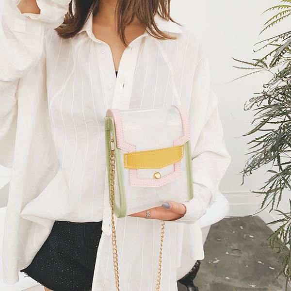 

fashion 2019 casual summer women transparent messenger bag simple fashion shoulder bag small square travel