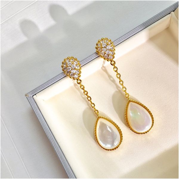 

fashion bohemian new water drop agate zircon earrings for women dangle earrings luxury designer brand jewelry for women ing, White