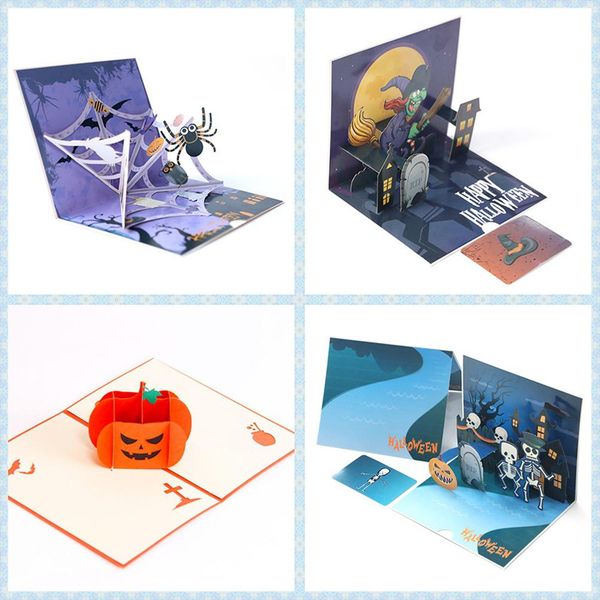 

diy happy halloween day cards 3d laser cut paper love up postcards greeting origami kirigami gifts