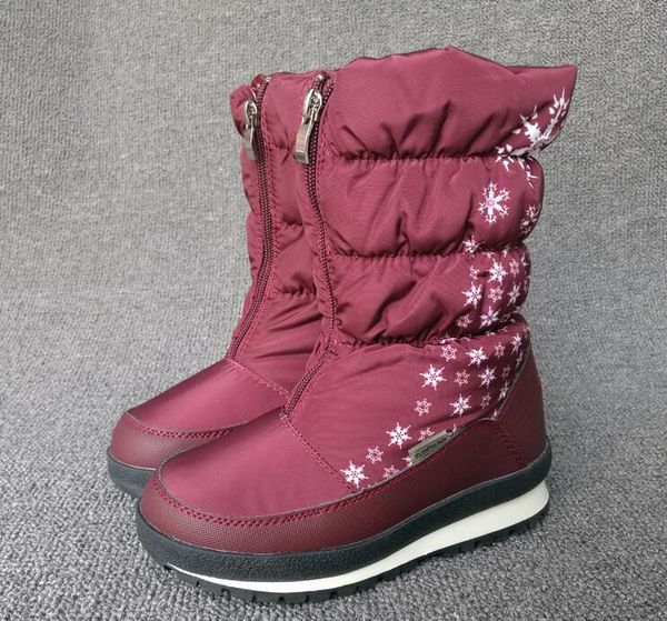 

export girls' boots warm shoes with real wool minus 30 degrees cold-resistant cotton shoes non-slip snow-proof princess, Black;grey