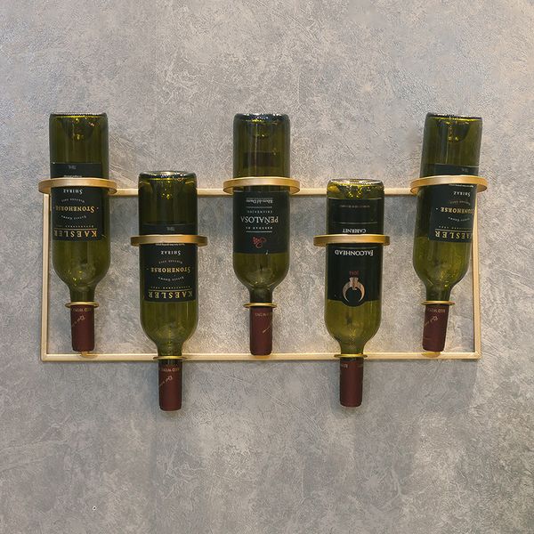 Factory Direct Sales New Red Wine Rack Wall Mounted Receiving Shelf Decorative Frame Iron Art Solid Wine Bottle Holder