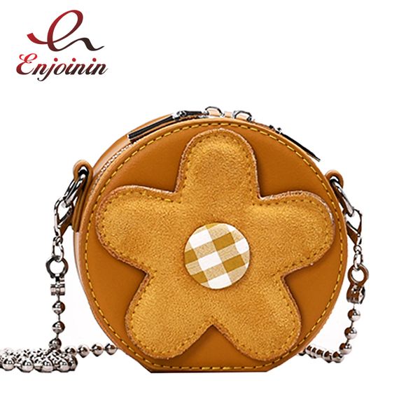 

cute casual flower round leather young girl's shoulder bag handbag crossbody chain bag casual women purses totes new clutch