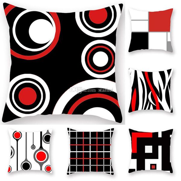 

red geometric line pillow case cushion cover glamour square printing pillowcase cushion cover home office sofa car decoration wx9-1250