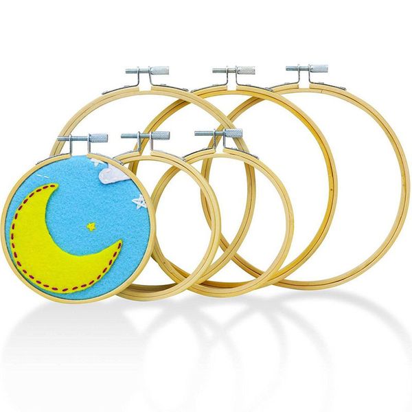 

вышивка обручи для вышивки крестом (6 шт) круглый бамбуковый обруч комплект навальный регулируемый деревянный круг набор 3 шт 4 дюйма 3 р, Black