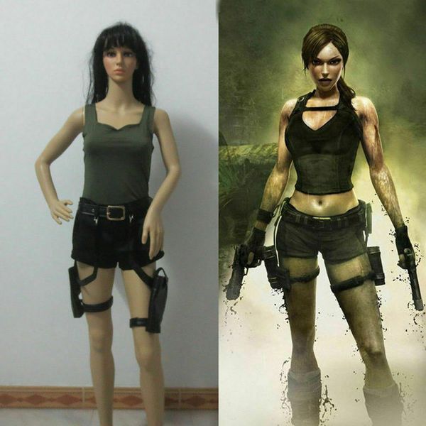 

tomb raider lara croft cosplay costume full set, Black