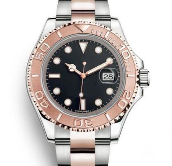 

40mm dot with markers watches watch bracelet rotating movement dial two tone stainless steel rose automatic date gold bezel black hour nnke, Slivery;brown