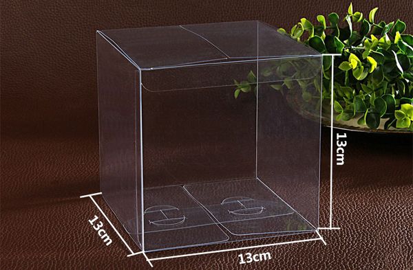 

30pcs 13*13*13cm simple clear wedding pvc box gift craft display box small jewelry packing holder transparent plastic boxes