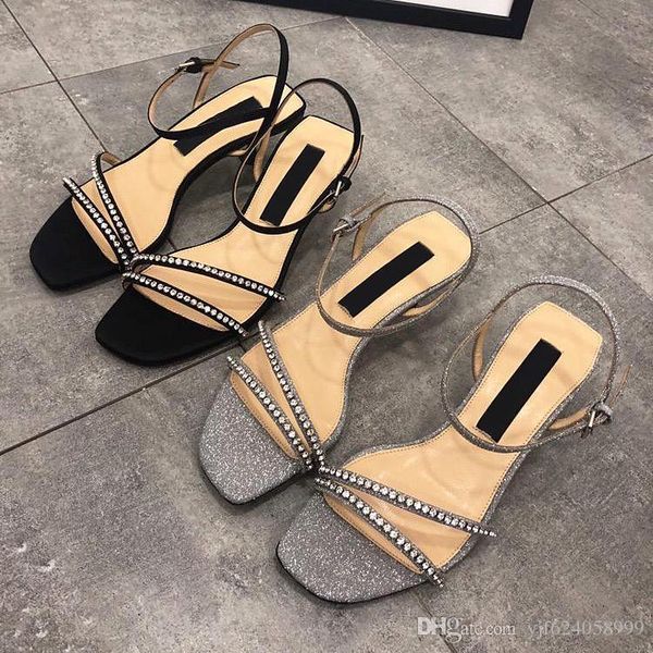 

the latest high-quality fashion women's shoes, high-heeled diamond sandals, ladies high-heeled sandals, leather bottom spike shoes, Black