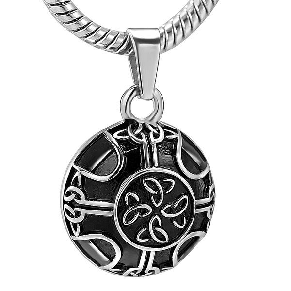 

lkj10532 peace knot round cremation jewelry for ashes pendant holder urns stainless steel memorial keepsake necklace for men/women, Silver