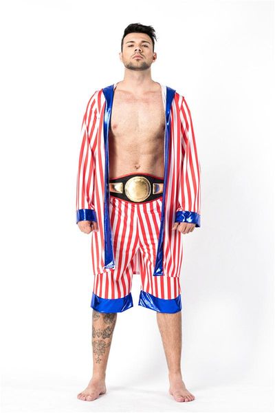 

halloween boxer party theme costume fashion loose cosplay sets casual clothing, Black;red