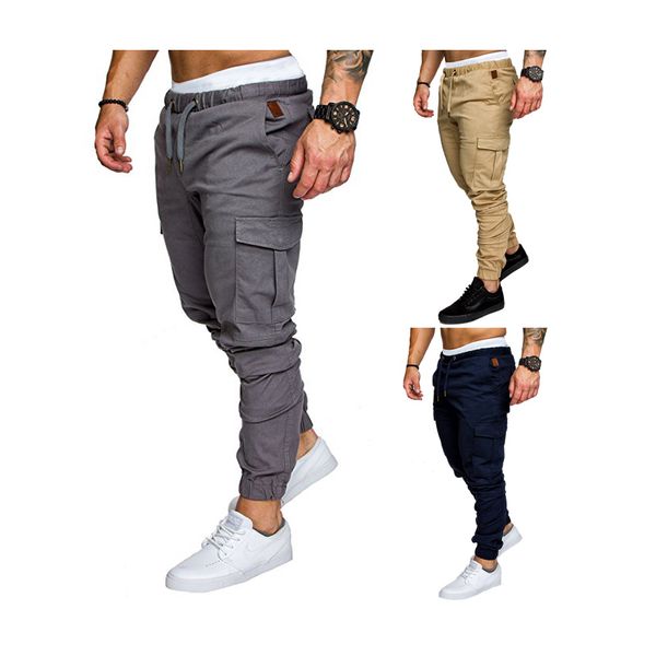 

mens fashion casual 2020 pocket trousers comfortable sweatpants new arrive sport jogger pants 6 colors selling, Black