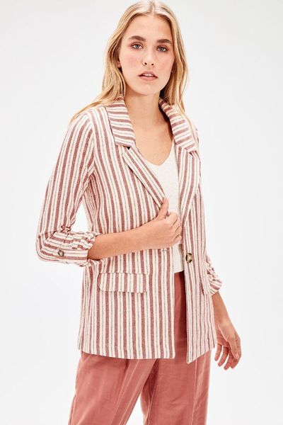 

trendyol red striped jacket twoaw20ce0062, Black;brown