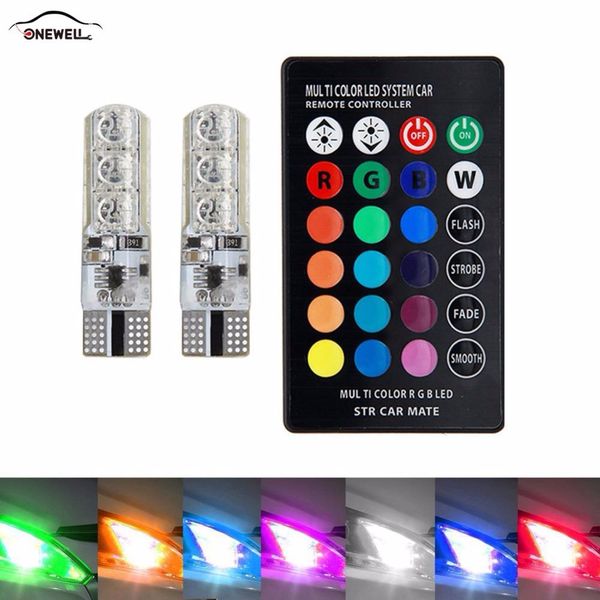 

t10 rgb led car light color change width lamp flash strobe silicone colorful multi-mode small lamp new