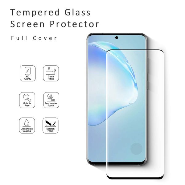 

для samsung s20 ultra plus work finger print 9н твердость края изогнутый полное покрытие bubble free case удобный экран протектор закаленное
