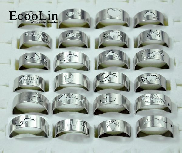 

50pcs fashion openwork pattern stainless steel men rings mixed lots wholesale men's jewelry bulks packs lb117, Golden;silver