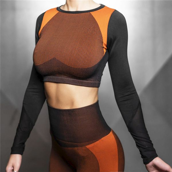 

long sleeve gym workout shirts for women yoga fitness gym running ladies tights spandex breathable quick dry, White;red