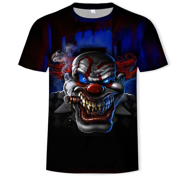 

mens designer short sleeve clown digital printed t-shirt, White;black