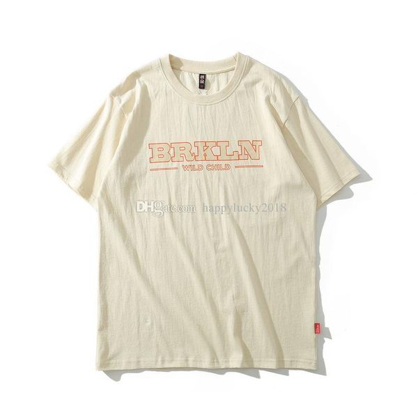 

spring and summer new tide brand english printing cotton men's loose short-sleeved t-shirt 24, White;black
