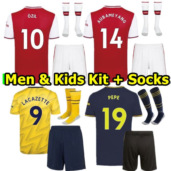 

New 19 20 men kid kit occer jer ey home red away yellow 2019 2020 3rd blue boy children football hirt et uniform, Black;red