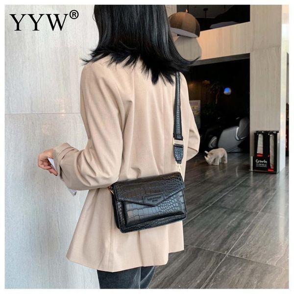 

vintage women's single shoulder crossbody bag 2020 crocodile grain messenger bag pu leather handbag package easy matching