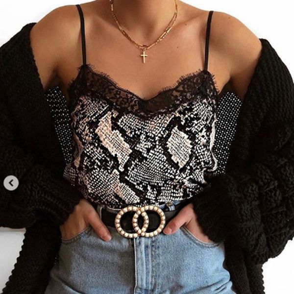 

womens fashion tank womens fashion tank summer cami women v neck leopard print snake camis slim club party camisole, White
