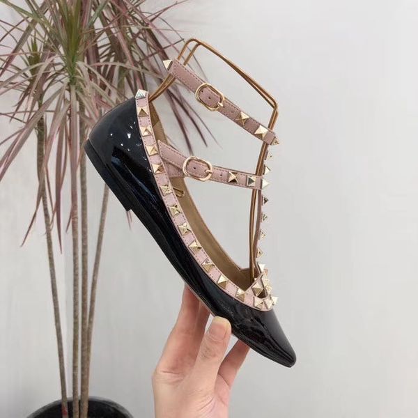 

f936 34/40/41/42/43 genuine leather neon flat shoes pointy strappy classic ballerinas pink yellow blue, Black