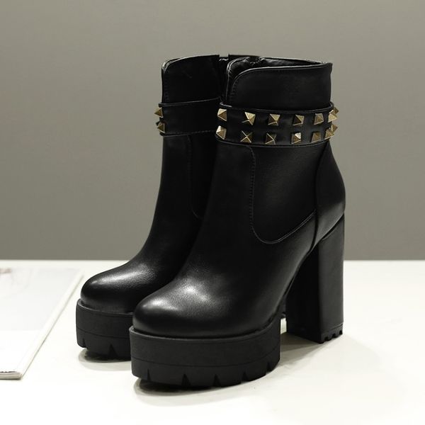 

oversized shoes 9 10 12 boots women shoes ankle boots for women ladies super high heel side zipper, Black