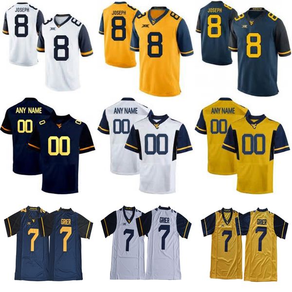 

пользовательские западная вирджиния альпинисты limited белый темно-синий желтый персонализированные сшитые любое имя номер 7 grier college ф, Black;red