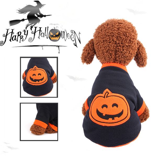

hsu new halloween pet dog shirt pumpkin painting polar puppy coat pets clothes 828 big promotion in advance 2019