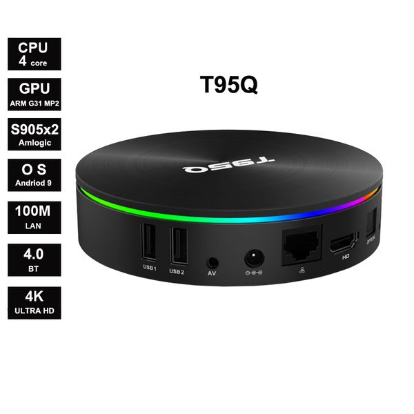 

T95q android 9 amlogic 905x2 quadcore uppot 4k 2 4g 5g wifi bt4 0 mart tv box