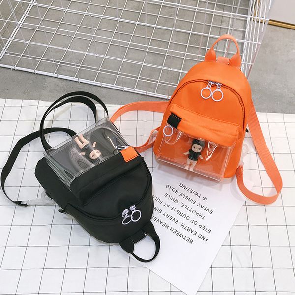 

transparent pvc small women backpack mini student schoolbag clear cut doll ita bookbags for teenage girls back pack bag satchel