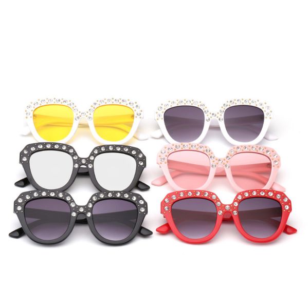 

rhinestone kids sunglasses square sun glasses children baby sunglasses boys girls okulary feminino, White;black