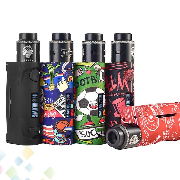 

Original Vapor Storm Baby Lion RDA Kit 80W Ecig Fashion Graffiti Fit 18650 Battery Vape Mods Starter Kits DHL Free