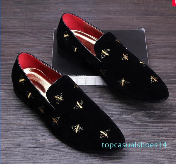

fashion men loafers slip on mens velvet shoes casual velvet slippers british loafers shoes men flats wedding and party shoes t14, Black