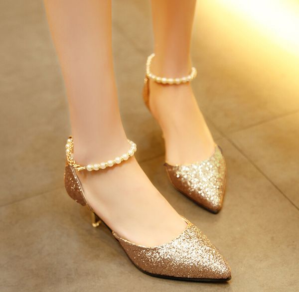 

korean version of shiny rhinestone stiletto with shallow mouth pointed word buckle female sandals hollow beaded shoes wholesale, Black
